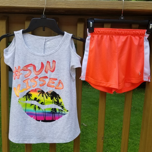 Justice Outfit Sun Kissed Cold Shoulder Shorts Set - Picture 4 of 8